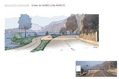 croquis simulation piste cyclable annecy